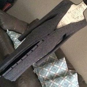 Black, white, grey long button up sweater